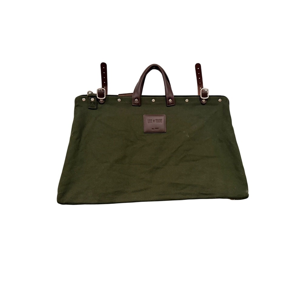 Line of Trade No. 0312 Canvas Weekender Bag Olive Green Leather Trim Duffle